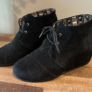 Tom’s Black Suede Wedge Bootie